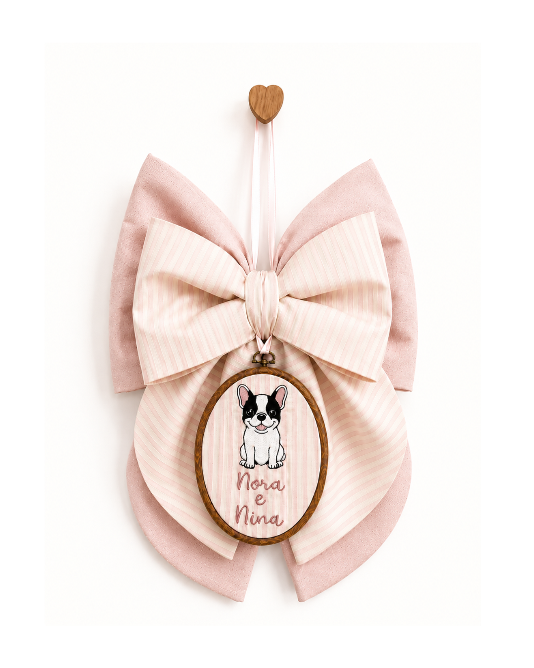 FIOCCO NASCITA ROSA+ RIGHE ROSA E PANNA