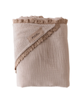 Asciugamano con cappuccio per bambini, beige chiaro con pizzo