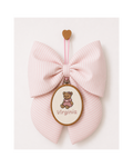 FIOCCO NASCITA PERSONALIZZATO A RIGHE ROSA E PANNA