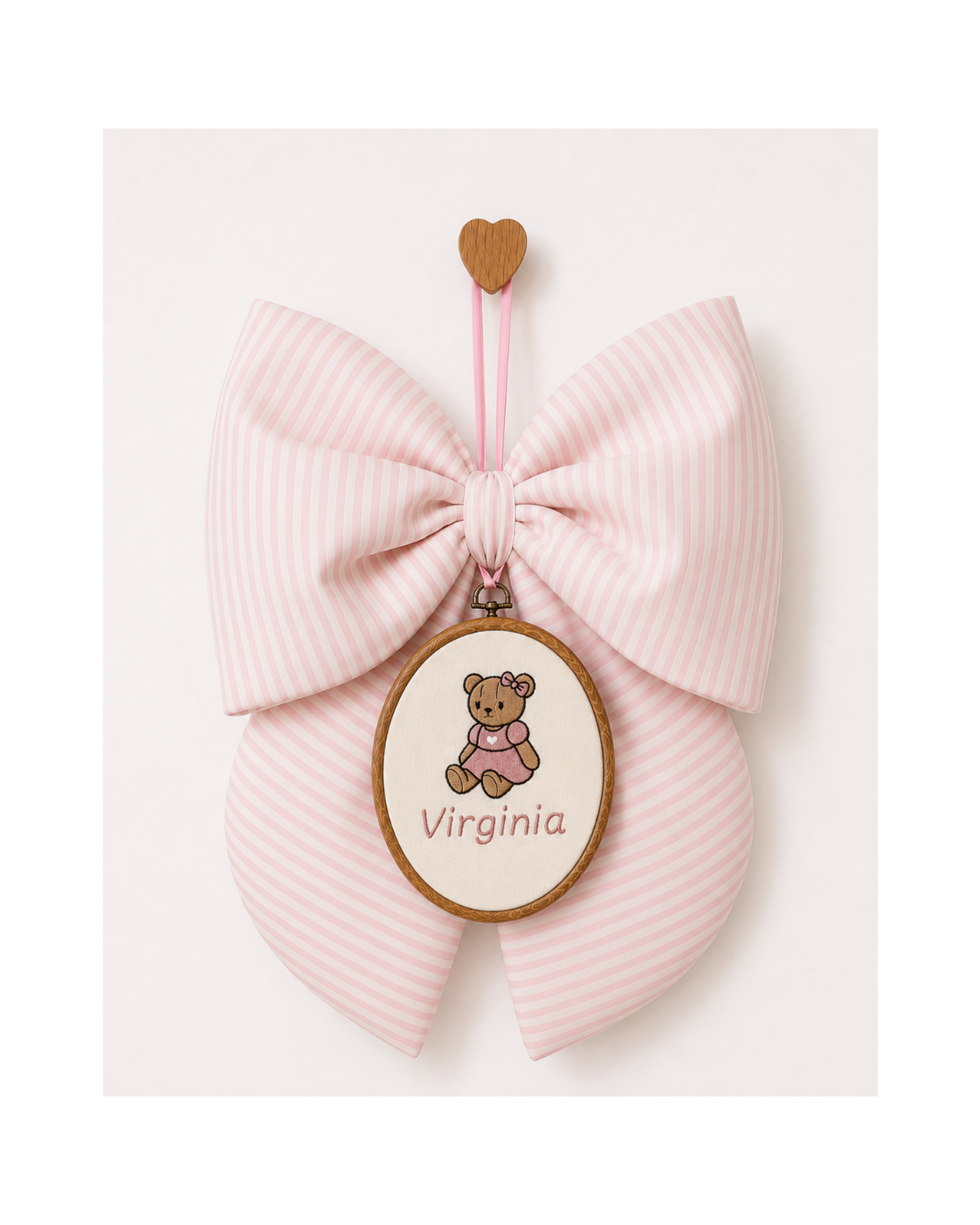 FIOCCO NASCITA PERSONALIZZATO A RIGHE ROSA E PANNA