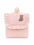ZAINETTO PERSONALIZZATO QUADRETTI ROSA E PANNA + ORSETTA