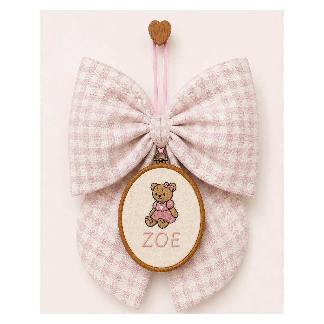 FIOCCO NASCITA PERSONALIZZATO QUADRETTI PANNA E ROSA