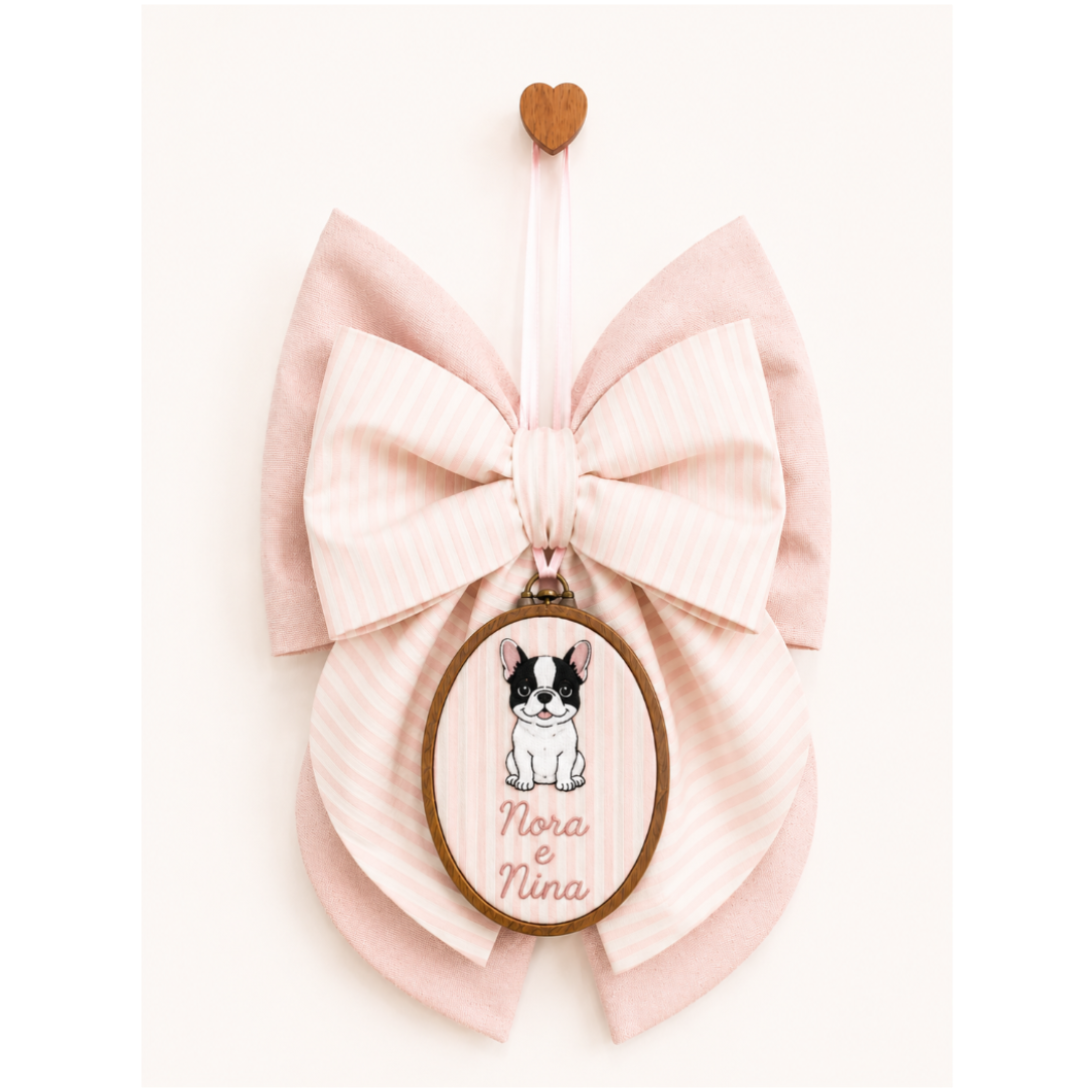 FIOCCO NASCITA ROSA+ RIGHE ROSA E PANNA
